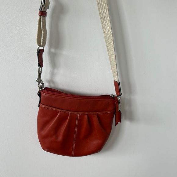 Coach Cream and Red Rust colored- Crossbody Bag with Adjustable Strap - Picture 1 of 5